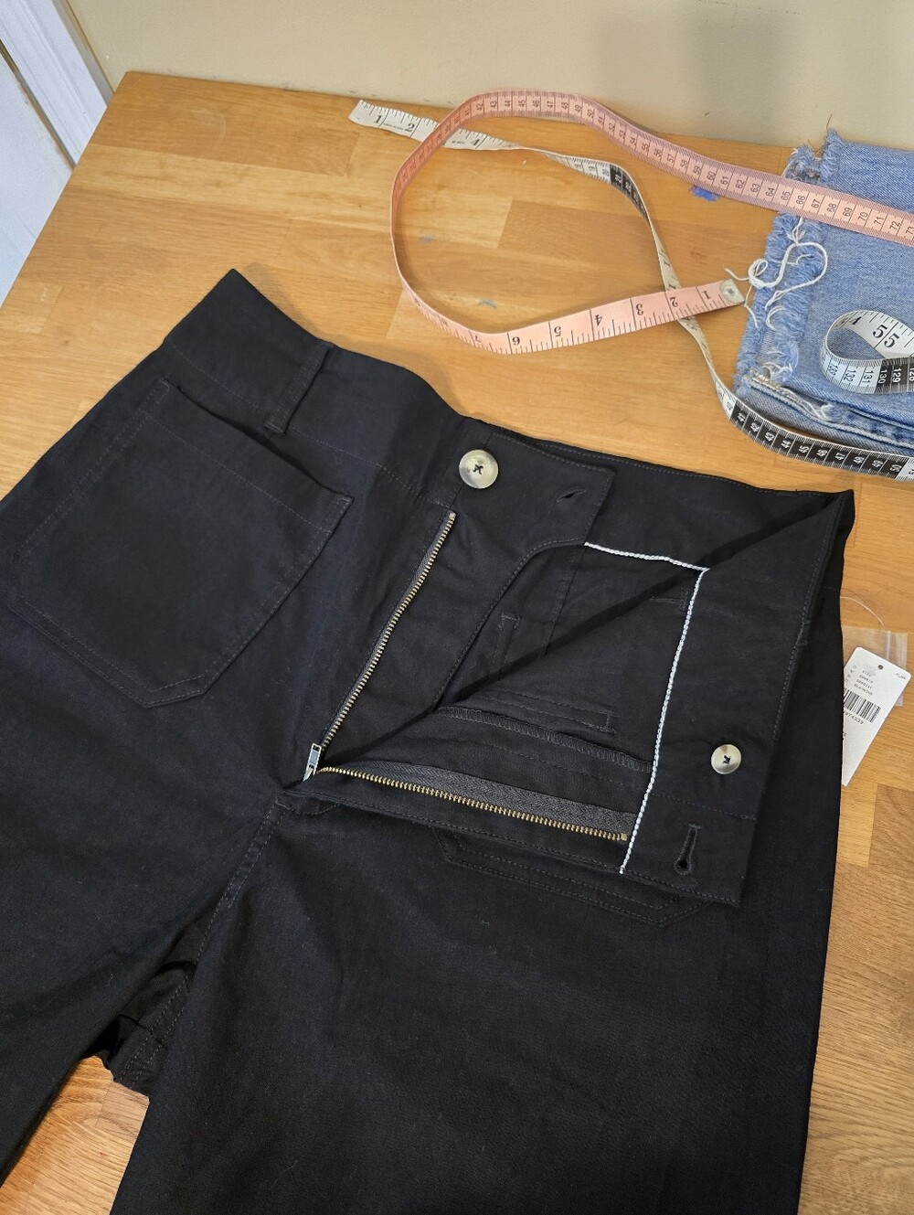 Maeve The Colette Pants Black Wide Leg Cropped High Rise Size 33 Magic Fabric - Picture 12 of 14